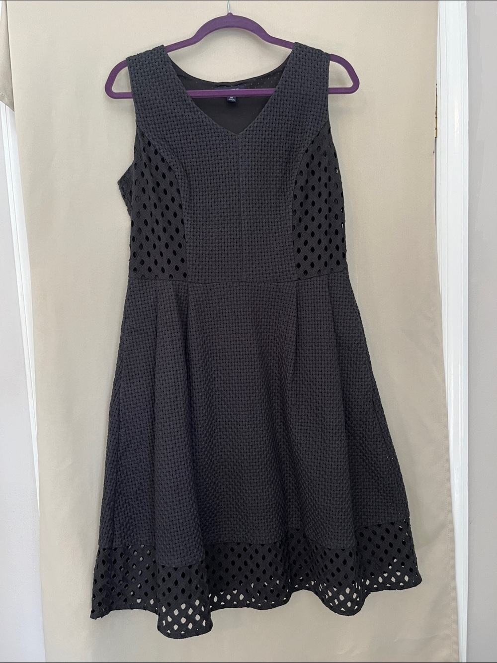 Lands' End Black Eyelet Midi Dress